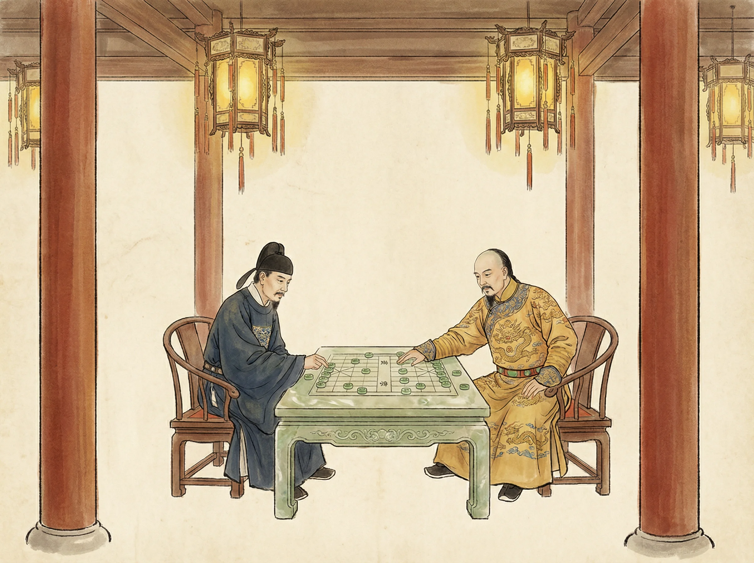 模拟皇帝与大臣在乾清宫御前对弈 瓦力棋牌 的场景